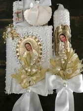 6 pc Baptism Candle Set Favor Gift Girl Boy Set Bautizo Nino Nina