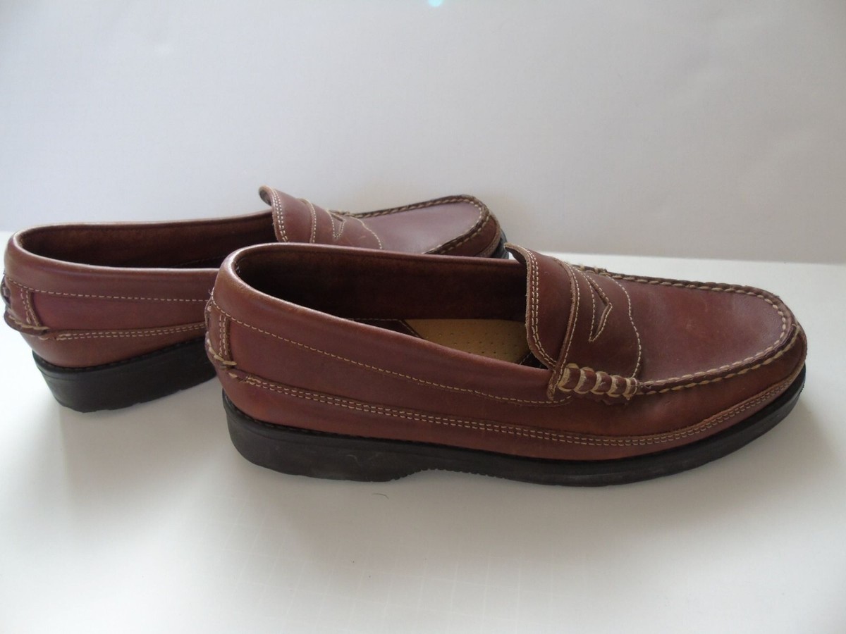 Vtg Bass Flex Trader Leather Brown Men display picture 1