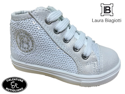 SCARPE BAMBINA PRIMI PASSI SNEAKERS PAILLETTES BIANCO LAURA BIAGIOTTI -  3522 | eBay