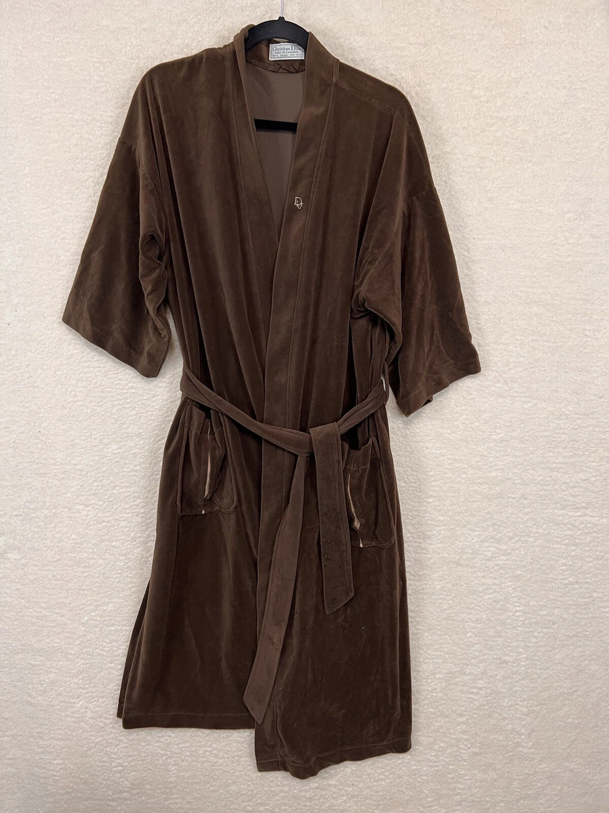 Robe de chambre vintage homme taille unique Christian Dior marron velours