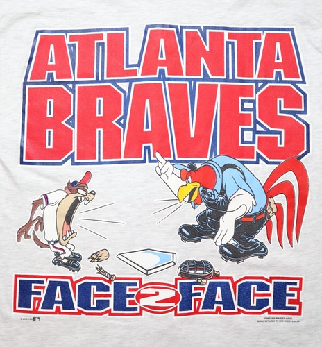 ATLANTA BRAVES LOONEY TUNES 1995 GRAPHIC BASEBALL BUTTON JERSEY SHIRT MEN'S L - Picture 9 of 16