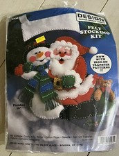 Design Works Felt Jewel Stocking Kit SANTA AND SNOWMAN 16"