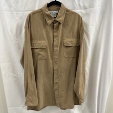 Irvine Park Shirt Mens Large Button Up Buckskin Suede Polyester Cool Vintage 80s