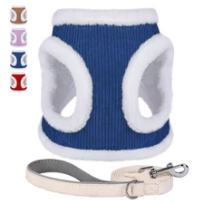 Nylon Dog Harness and Leash Set Fleece Padded Pet Cat Puppy Vest French Bulldog 