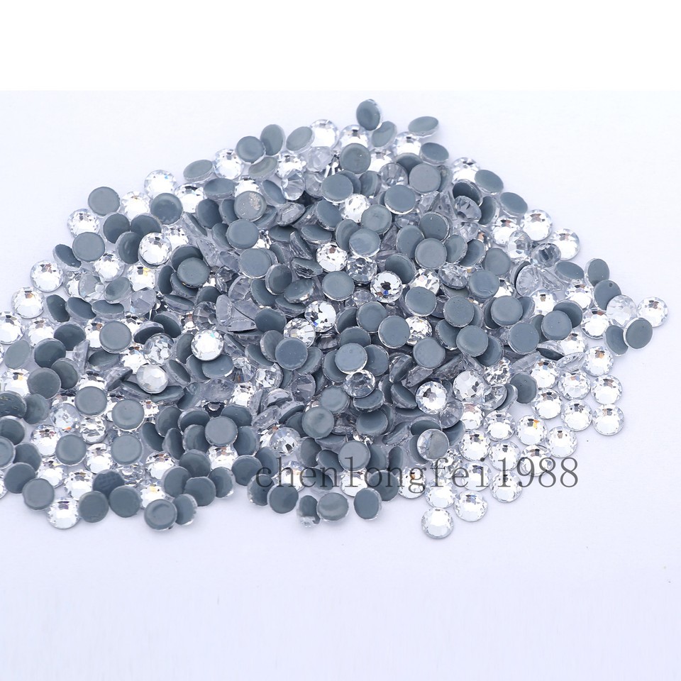 Rhinestone Iron - On Other Sewing Supplies Hotfix Rhinestone Flat Back Crystals - Glass Strass Stones In White AB Shine, Sizes SS3 To SS40 (1.3-8mm) Rhinestone Iron - On Sewing Patches - Foto 8