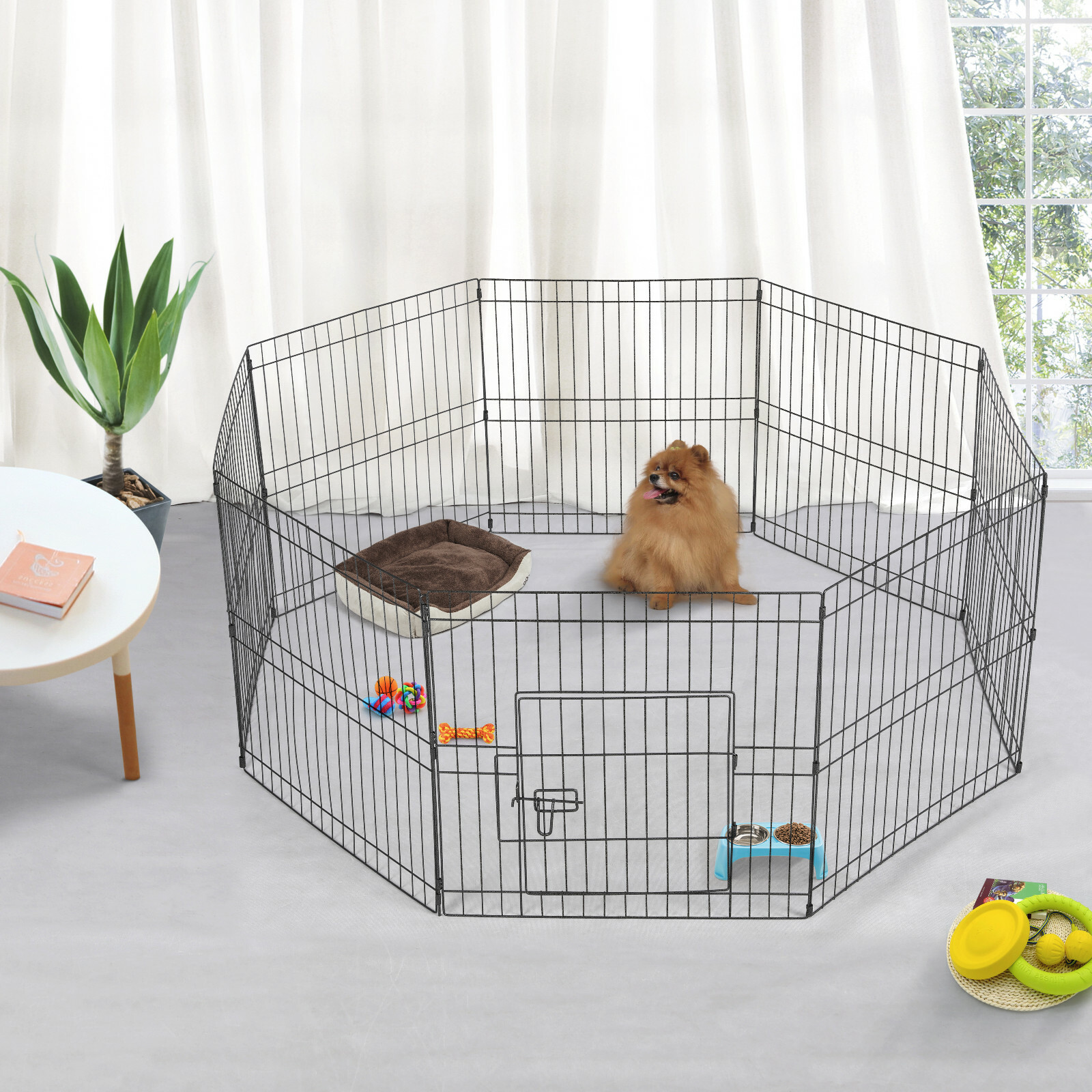 8 Panel Dog Playpen Foldable Metal Pet Pen for Puppy Rabbit Indoor