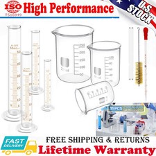 11Pcs Glass Measuring Beaker 50/100/250ml Graduated Cylinder 5/10/25/50ml US