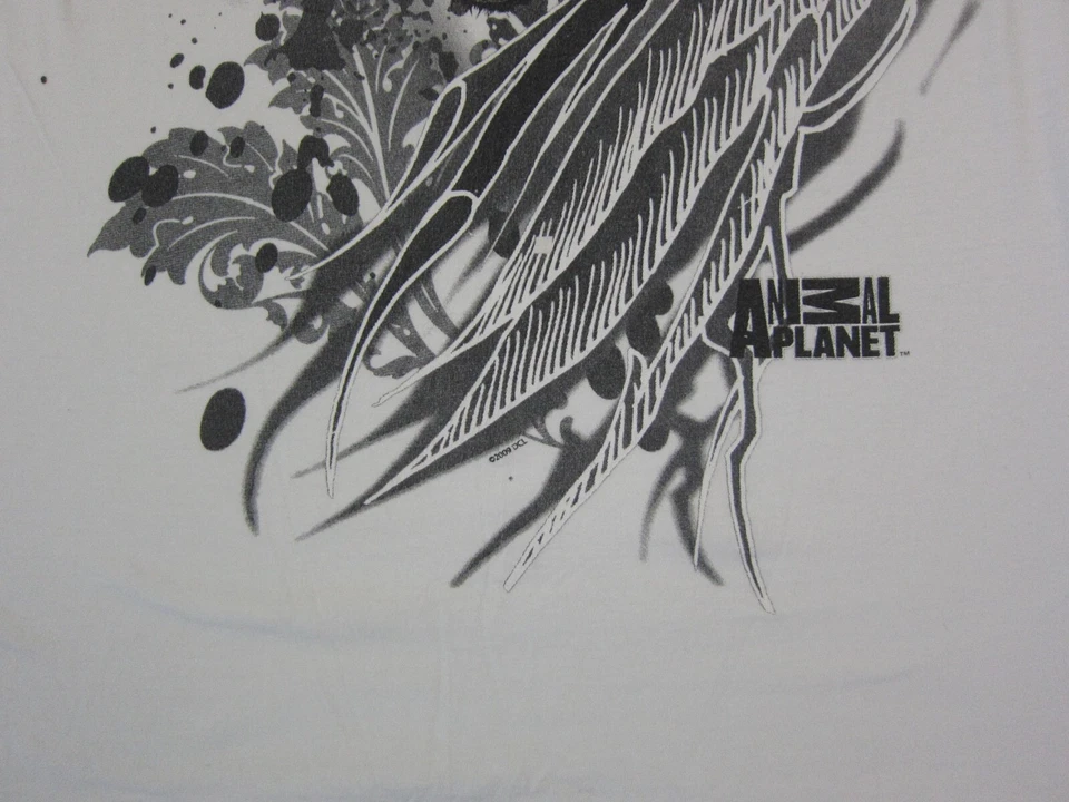 Camisa Vintage Animal Planet Para Hombre Extra Grande XL Blanca Y2K Wolf Camiseta Gruñido Foto 3 de 4