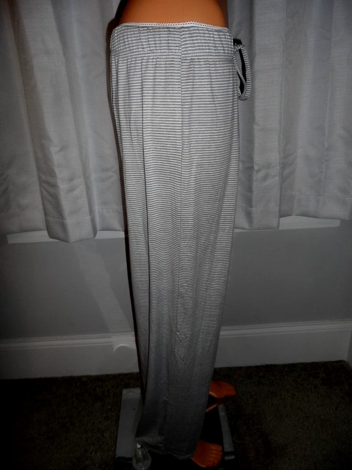 Gran Tahari Talla L Gris Blanco Rayas Cordón Pijama Pantalones Mujer Nuevo Sin Etiquetas Foto 3 de 4