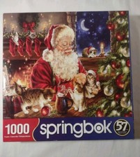 Vintage SPRINGBOK Christmas Kittens Puzzle 1000 Piece 24x30" Made In USA
