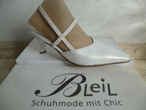 Bleil Sling Escarpins Sandales Sandalettes Chaussures de Mariée Cuir Blanc - Picture 1 of 6