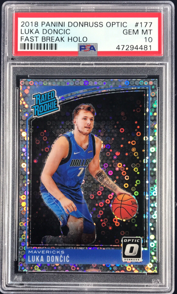 Luka Doncic Rookie 2018 Panini Donruss Optic Fast Break Holo PSA 
