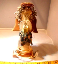 Handmade Primitive Angel Light Figurine Table Decor Christmas Holiday Corded 10"