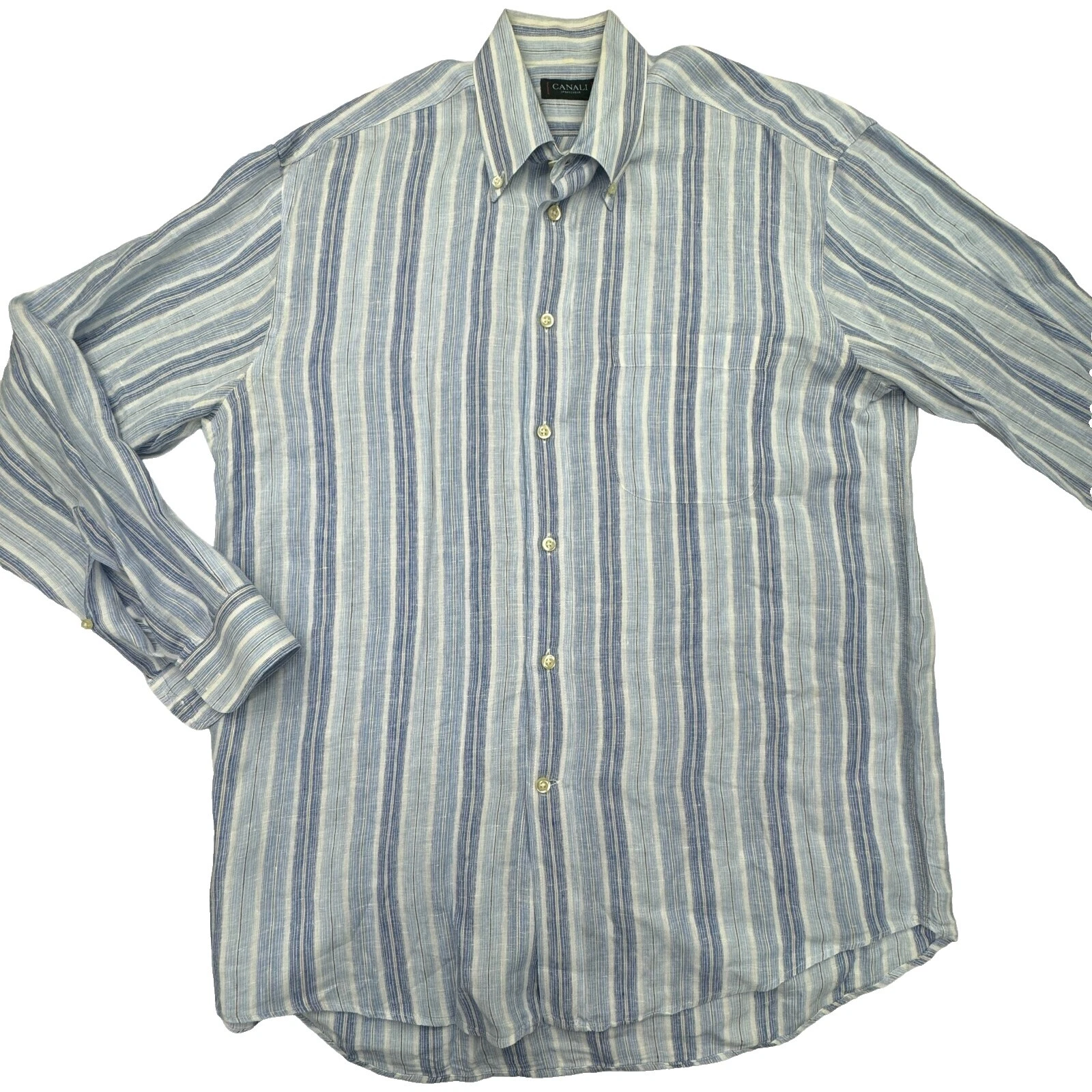 Camisas para hombre Canali informales de lino con botones