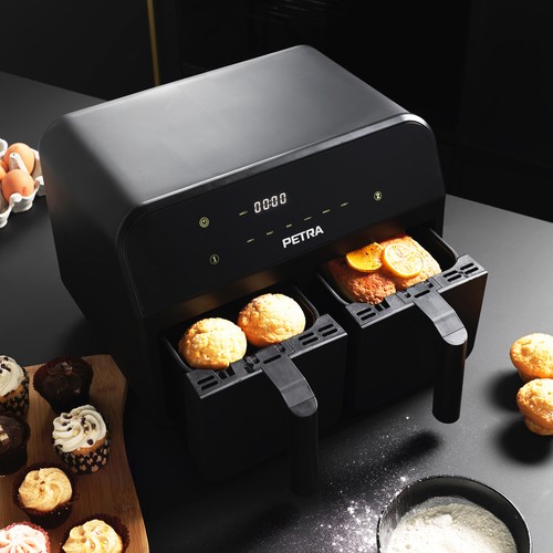 Petra Dual Air Fryer Double Drawer NonStick LED Display 6 Presets 7.4L