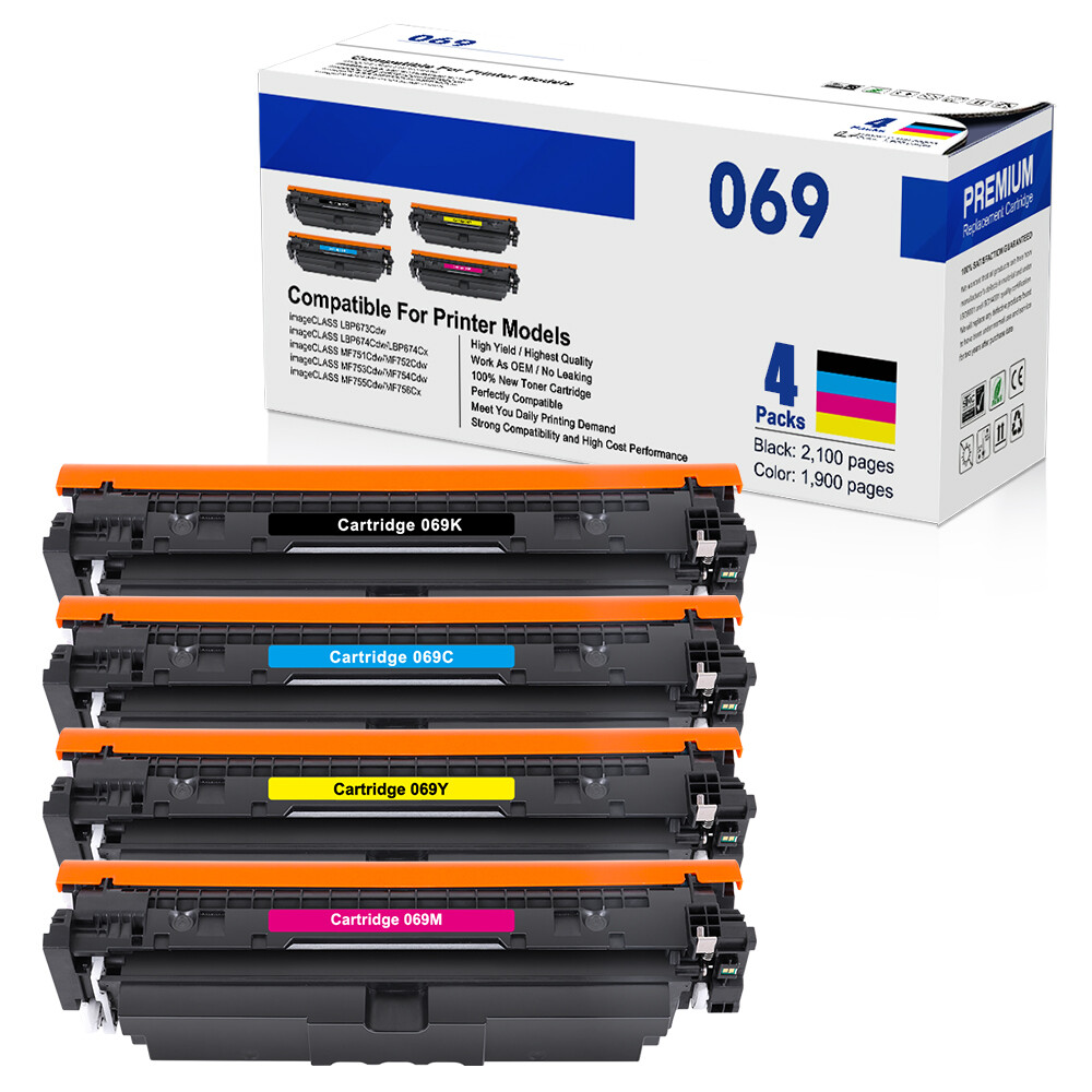 069 069H Toner Cartridge Set High Capacity 4-Pack Compatible for Canon 069H 069