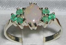 Natural Opal and Emerald Ring, Sterling Silve...