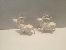 2 Vtg 50s Celluloid Plastic Reindeer Ornaments