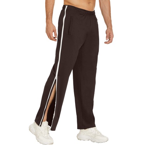 Mens Jogging Pants Tracksuit Bottoms Pocket Gym Open Leg Side Zip Casual Joggers - Picture 16 of 32