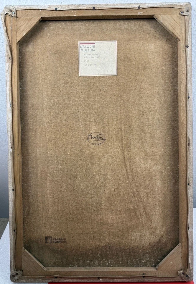 Pintura a óleo sobre tela Alfons Mucha (feita à mão) assinada e carimbada - Imagem 4 de 4