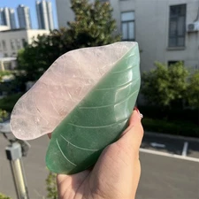 0.7LB 6.1"Natural Rose Quartz With Green Aventurine  Leaf Quartz Reiki Healing