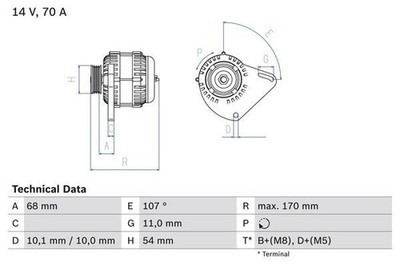 Bosch 0 986 080 560 Drehstromgenerator für ALFA ROMEO  passend für FIAT FORD
