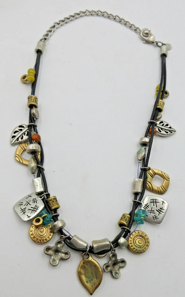 CHICOS MODERNOS DE COLECCIÓN? Collar Hoja 20" ADJ GARGANTILLA Tono Oro Plata Dije Foto 4 de 4