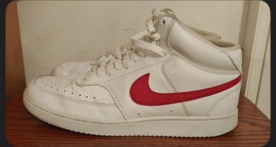 Nike Men s Court Vision Mid White Red sneakers (model CD5466-105)