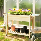 Raised Garden Bed, Wood Garden Box with Bottom Shelf, Natural