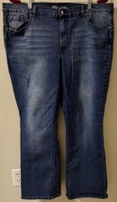 DG2 Diane Gilman Jeans Womens 18W Blue Classic Bootcut Stretch Denim Distressed