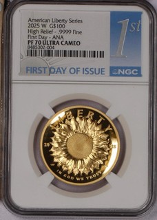 2025 W Gold American Liberty High Relief 1 oz. $100 NGC PF69 UCAM