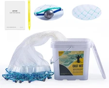 American Fishing Cast Net Saltwater Freshwater, 3/8In Mesh Size Casting Net for 