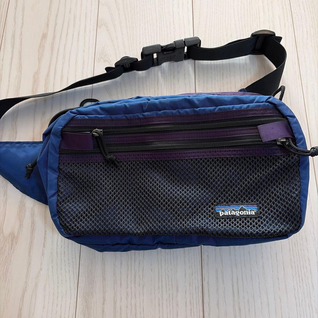 Patagonia Vintage USA Nylon Hip Chest Bag Crossbody Blue Purple Unused Near Mint