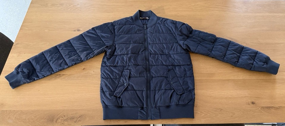 Carhartt WIP Bryant Jacket Men’s Blue Quilted Full Zip Bomber, Size M