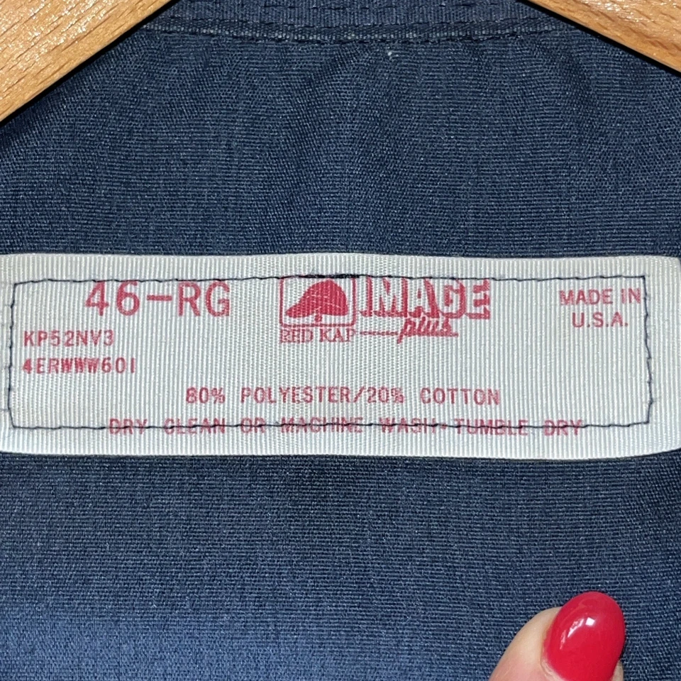 Red Kap BLUE LAB COAT Men Size 46 Regular Button Front Collared Long Sleeve USA - Image 2 of 4