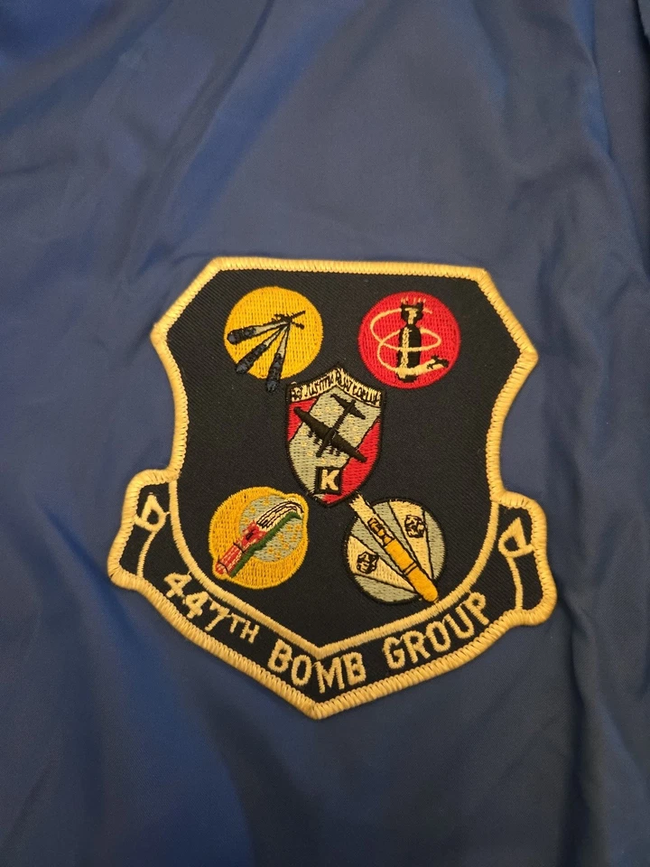 Vintage Athletic Works Jacket Windbreaker Button Down  USA Large Blue W/ Patches - Image 4 of 4