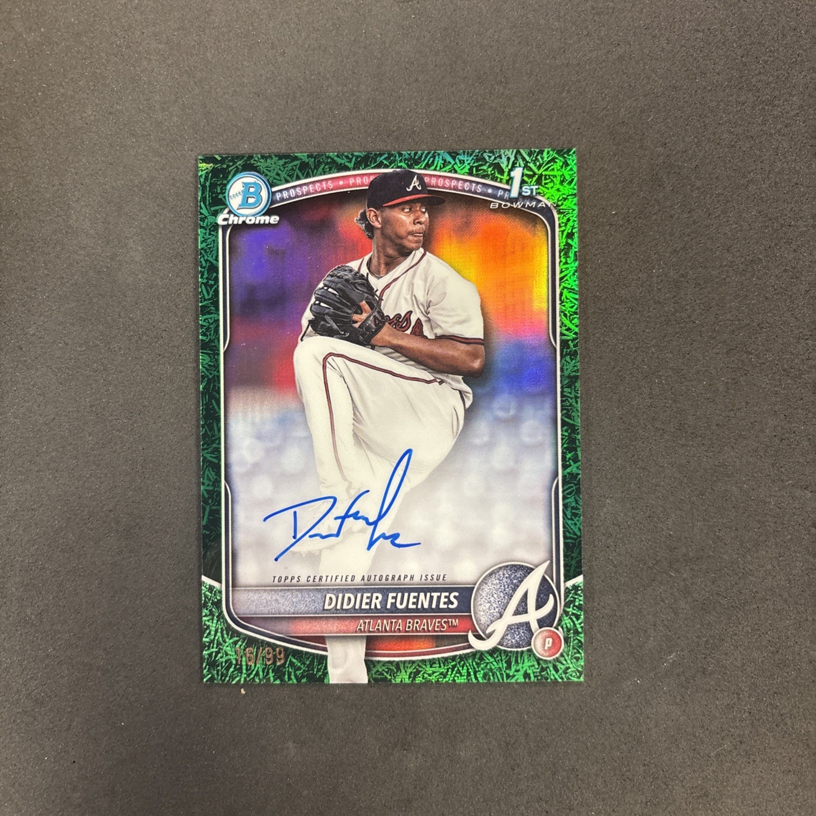 Didier Fuentes 2025 Bowman Chrome 1st Green Grass Refractor Autograph Auto /99