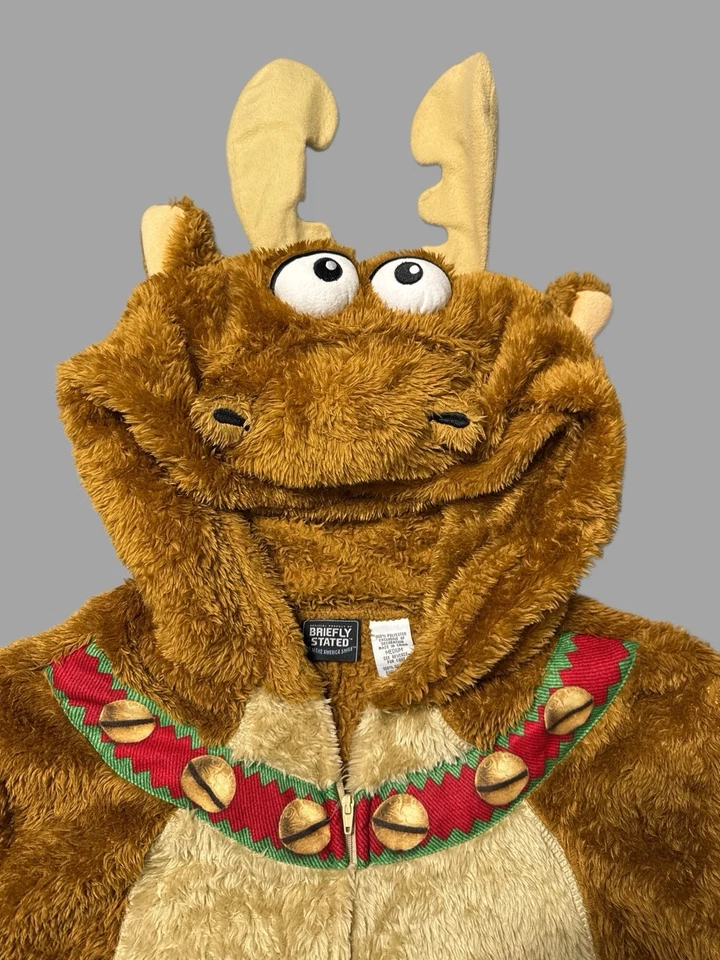 Traje de Navidad Brevemente Declarado Reno Con Capucha Adulto Talla Mediana Foto 2 de 4