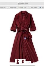 J. Peterman Cotton Corduroy Belted 50s Dress Sz 14 - Red / Cabernet NWT