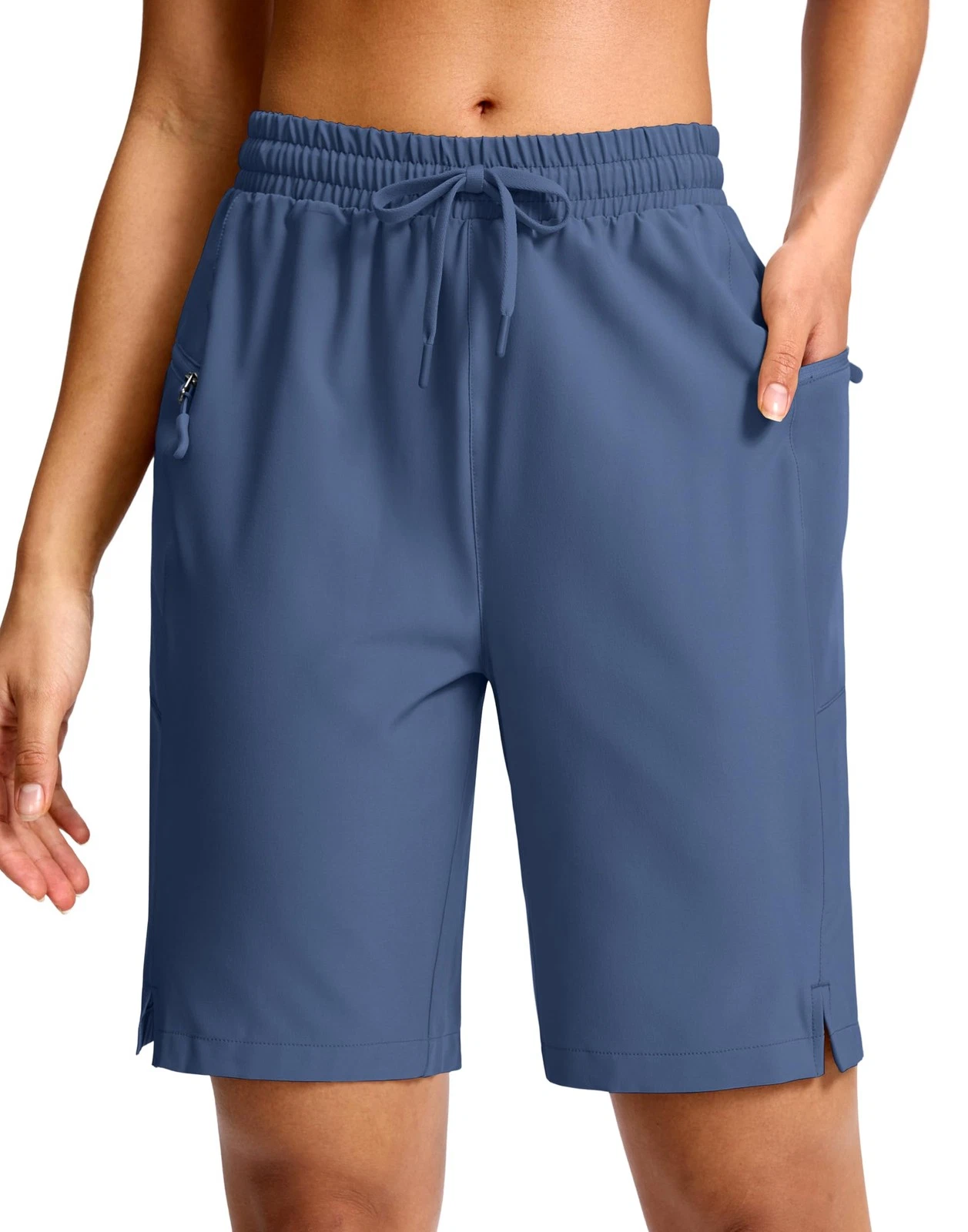 's Hiking Shorts 2 Zipper Pockets Quick Dry Lightweight 9" Bermuda Cargo Shor...
