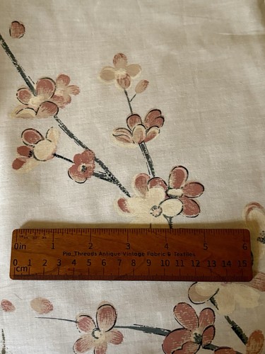 Tela de algodón pintada a mano floral china vintage de origen francés ~ oliva - Imagen 9 de 14