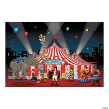 Oriental Trading Circus Big Top Backdrop Banner Set 9FT Long New Sealed