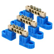 3 Pcs Terminal Ground Bar, 4 Positions Terminal Bus Bar, 6x9mm, Blue