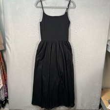 Gap Womens Medium Black Sleeveless Midi Dress w/ Adjustable Spaghetti Straps