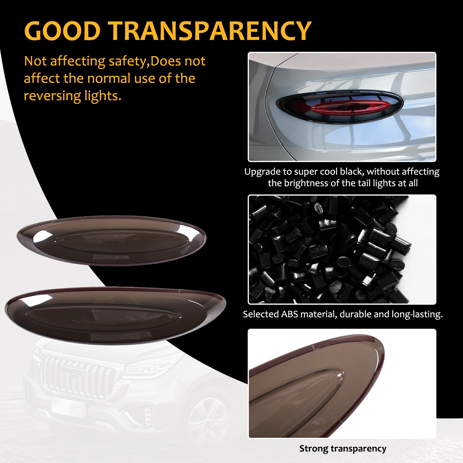 Smoked Black Gray ABS Taillight Cover Trim For Bentley Bentayga 2021-2023 US