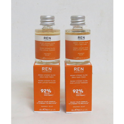 Ren Clean Skincare Ready Steady Glow Daily AHA Tonic Lotion Toner 15ml x 2 (30ml
