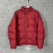 L.L Bean Vintage Men S Red Down Puffer Jacket Button Up Quilted Size Medium