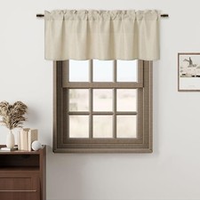 Valance Curtains Light Filtering Rod Pocket 52"W x 18"L Pack of 1 Beige