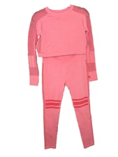 Luxswear Women's L 2 Piece Workout Set Ribbed Crop Top High Waist Legging Pink