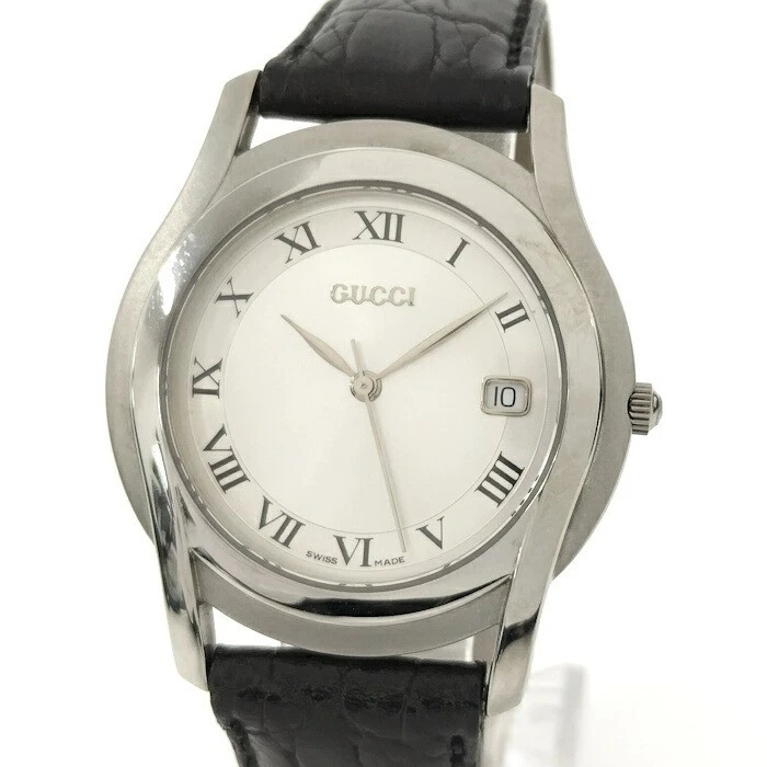 Montre Gucci Classe G Qz Ss cuir cadran argenté 5500M d'occasion